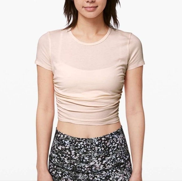 NWT LULULEMON All it Takes Short Sleeve Butter Pink Cinched Side Pastel - Picture 1 of 4